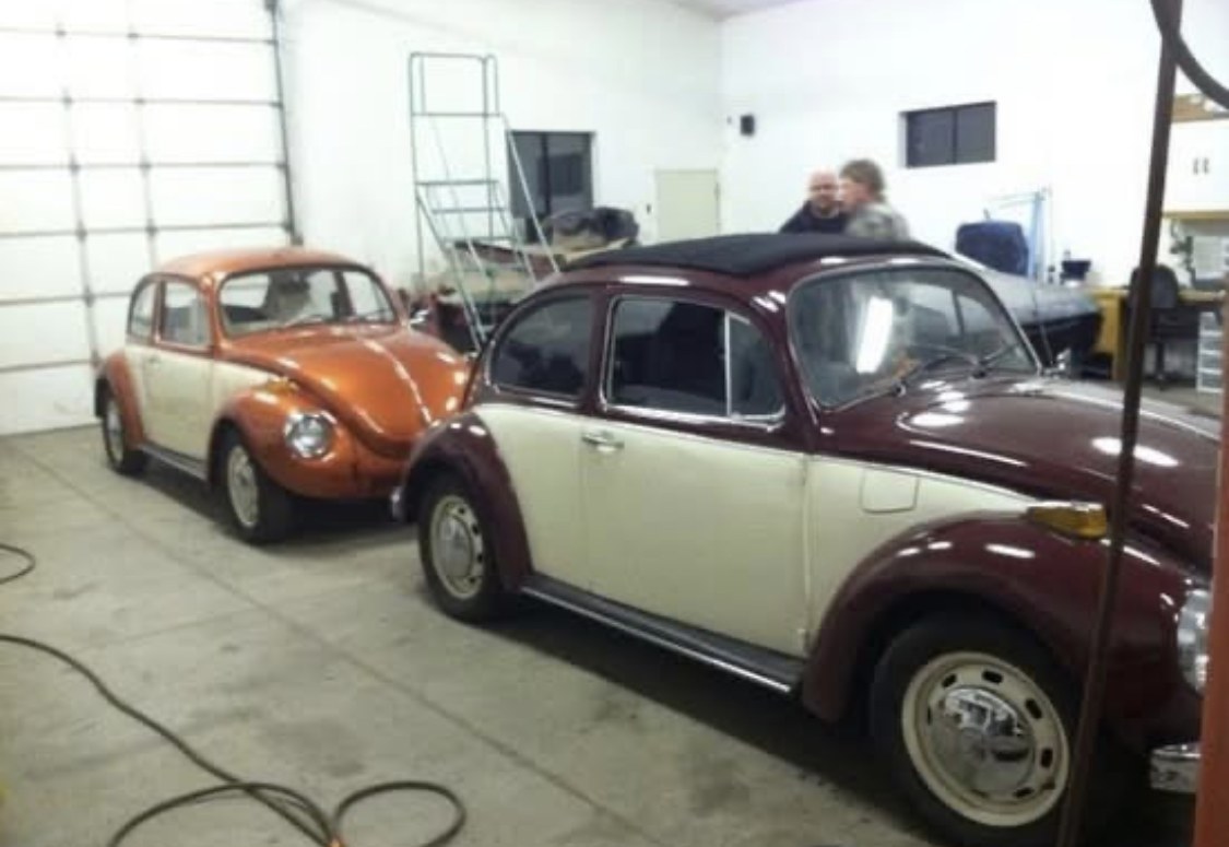 Matching VW Beetles built for the Fire Bros daughters
